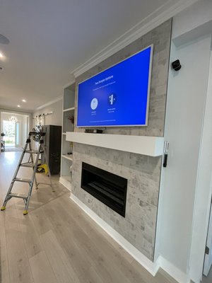 Frame TV mounting - This was a very interesting project where the TV frame needed to be installed above the fireplace. while solving various mechanical and electrical problems Frame TV mounting - This was a very interesting project where the TV frame needed to be installed above the fireplace. while solving various mechanical and electrical problems