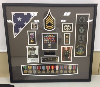 Shadow Boxing Projects - Shadow boxes help tell a story. Such as family history, service to our country, personal accomplishments or whatever you happen to be passionate about. Let Parkville Frame Gallery you tell your story. Shadow Boxing Projects - Shadow boxes help tell a story. Such as family history, service to our country, personal accomplishments or whatever you happen to be passionate about. Let Parkville Frame Gallery you tell your story.