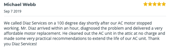 Check Out Our Reviews! - People love Diaz Services! Check out these customer reviews from some of our previous jobs. Check Out Our Reviews! - People love Diaz Services! Check out these customer reviews from some of our previous jobs.