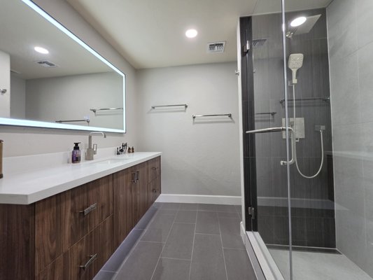 Basement Remodeling | Complete Space Transformation - This basement remodeling project included the renovation of a bathroom and office, new tile flooring, and fresh interior painting. With a focus on functionality, thoughtful design, and quality craftsmanship, VIP Remodeling transformed the space into a refreshed, comfortable, and inviting environment.
Every detail was carefully completed to create a cohesive look while enhancing the overall functionality and appearance of the basement. Basement Remodeling | Complete Space Transformation - This basement remodeling project included the renovation of a bathroom and office, new tile flooring, and fresh interior painting. With a focus on functionality, thoughtful design, and quality craftsmanship, VIP Remodeling transformed the space into a refreshed, comfortable, and inviting environment.
Every detail was carefully completed to create a cohesive look while enhancing the overall functionality and appearance of the basement.