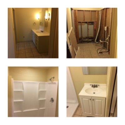Bathroom remodeling - Replaced vanity and installed standing shower into the bathroom Bathroom remodeling - Replaced vanity and installed standing shower into the bathroom