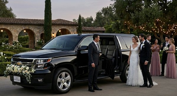 Wedding Party - Professional luxury SUV transportation provided for a wedding celebration in Southern California. VIP Livery provided comfortable and reliable transportation in a spacious Chevrolet Suburban for wedding guests and special event transportation. Services focused on punctuality, professionalism, comfort and a premium client experience for the wedding party and guests Wedding Party - Professional luxury SUV transportation provided for a wedding celebration in Southern California. VIP Livery provided comfortable and reliable transportation in a spacious Chevrolet Suburban for wedding guests and special event transportation. Services focused on punctuality, professionalism, comfort and a premium client experience for the wedding party and guests