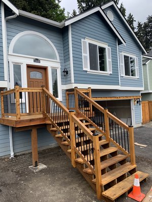 Exterior Staining - This a cedar tone natural transparent stain from Sherwin Williams. The product is called SuperDeck.