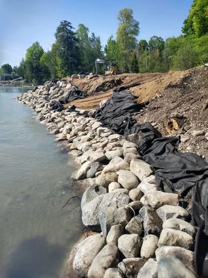 Torch lake seawall - Seawall work