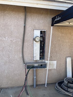 Garage sub feed - This client had another electrician working on this project. Everything was done correct but they did not like the look of a commercial set up at their residence. They gave us a call and we scheduled them in for the following week. Came in one day and out that same day. We took both conduits into the wall and into the panel with flex. Giving them a much cleaner result! Garage sub feed - This client had another electrician working on this project. Everything was done correct but they did not like the look of a commercial set up at their residence. They gave us a call and we scheduled them in for the following week. Came in one day and out that same day. We took both conduits into the wall and into the panel with flex. Giving them a much cleaner result!