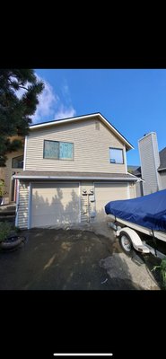 Exterior Project In Seattle - This home was needing a paint job before our rainy season hits. As you can see in the pictures, it had a lot of peeling paint and failed caulking. Failed caulking leads to water intrusion which leads to peeling paint and eventually rotten wood. As you see in the pictures, it already had rotten wood. This leads to a worry of rotten wood spreading into the framing and causing major expensive issues. Luckily we were able to squeeze our customer and got the whole job done in 4 days ! Exterior Project In Seattle - This home was needing a paint job before our rainy season hits. As you can see in the pictures, it had a lot of peeling paint and failed caulking. Failed caulking leads to water intrusion which leads to peeling paint and eventually rotten wood. As you see in the pictures, it already had rotten wood. This leads to a worry of rotten wood spreading into the framing and causing major expensive issues. Luckily we were able to squeeze our customer and got the whole job done in 4 days !