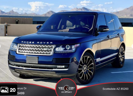 Featured Vehicle! - 2016 Land Rover Range Rover!4WD
Transmission
AUTOMATIC
Engine
V8, SPRCHRGD. FF, 5.0L
65,783 miles Featured Vehicle! - 2016 Land Rover Range Rover!4WD
Transmission
AUTOMATIC
Engine
V8, SPRCHRGD. FF, 5.0L
65,783 miles