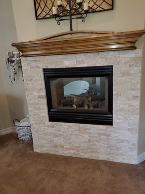 Stacked Stone Fireplace - I removed the granite from this fireplace surround, removed damaged drywall, installed new cement board and installed the stacked stone. Stacked Stone Fireplace - I removed the granite from this fireplace surround, removed damaged drywall, installed new cement board and installed the stacked stone.