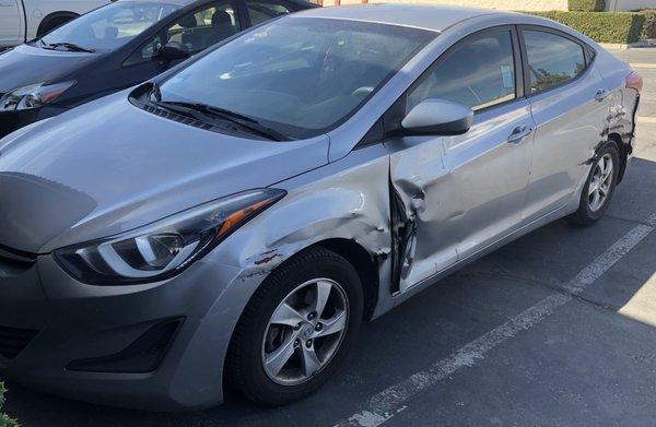 2016 Hyundai Elantra - This vehicle came in to our shop due to an accident that happened on the 210 freeway. The vehicle was side swiped as you can see by the photos, it took a hard hit. We did a complete and full repair which included replacing the front bumper, the driver's side fender, the two side doors, and switching out the whole quarter panel. The before and after photos will show the craftsmanship and the attention to detail that we place to every and all the repairs that come into our shop. 2016 Hyundai Elantra - This vehicle came in to our shop due to an accident that happened on the 210 freeway. The vehicle was side swiped as you can see by the photos, it took a hard hit. We did a complete and full repair which included replacing the front bumper, the driver's side fender, the two side doors, and switching out the whole quarter panel. The before and after photos will show the craftsmanship and the attention to detail that we place to every and all the repairs that come into our shop.