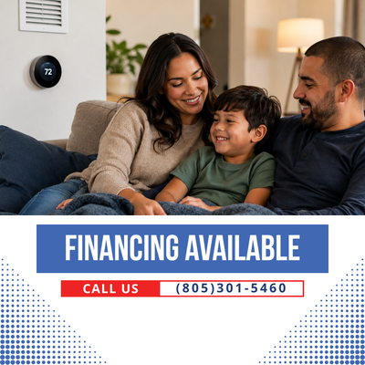 Financing Available - Stay comfortable year-round with flexible financing options from Element Heating & Air. Whether you need a repair, replacement, or new system, you don’t have to wait. Enjoy reliable heating and cooling while spreading out payments to fit your budget. Call 805-301-5460 to learn more and get started today. Financing Available - Stay comfortable year-round with flexible financing options from Element Heating & Air. Whether you need a repair, replacement, or new system, you don’t have to wait. Enjoy reliable heating and cooling while spreading out payments to fit your budget. Call 805-301-5460 to learn more and get started today.