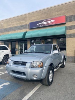 Nissan Frontier Completely Painted - This Nissan Frontier was brought to us in desperation for rust removal and a full body paint job. We kept the customer updated by sharing pictures throughout the whole process. This was a big project for us and required removing the whole bed for efficient paint results. We finally finished it this past weekend and were so excited for the customer to see the final result.