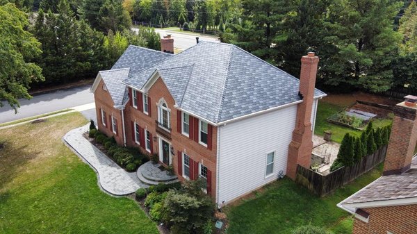 Fairfax, VA - Slate Roof - Replacement from Cedar Shake roof to a EcoStar Synthetic Slate roof. Fairfax, VA - Slate Roof - Replacement from Cedar Shake roof to a EcoStar Synthetic Slate roof.