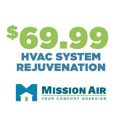 $69.99 HVAC System Rejuvenation! - Get your AC ready for summer with Mission Air VA's $69.99 HVAC System Rejuvenation! Our expert technicians ensure peak performance and reliability, saving you from costly repairs. Schedule your tune-up now for a comfortable and worry-free summer! $69.99 HVAC System Rejuvenation! - Get your AC ready for summer with Mission Air VA's $69.99 HVAC System Rejuvenation! Our expert technicians ensure peak performance and reliability, saving you from costly repairs. Schedule your tune-up now for a comfortable and worry-free summer!