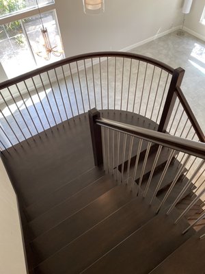 Stair remodel 2021 - Giving this home a fresh modern look with solid maple treads and stainless steel balusters. Stair remodel 2021 - Giving this home a fresh modern look with solid maple treads and stainless steel balusters.