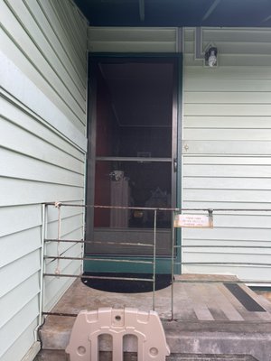 Screen door installation - Door handle was broken on old door. So I replaced with new screen door with more airflow. Screen door installation - Door handle was broken on old door. So I replaced with new screen door with more airflow.