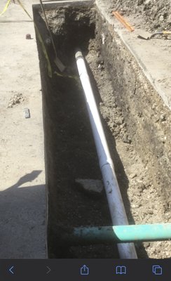 Sewer repair in drive way - Sewer found broken in driveway causing blockage removed asphalt and soil to discover sdr35 and replace line with sch40 pvc Sewer repair in drive way - Sewer found broken in driveway causing blockage removed asphalt and soil to discover sdr35 and replace line with sch40 pvc