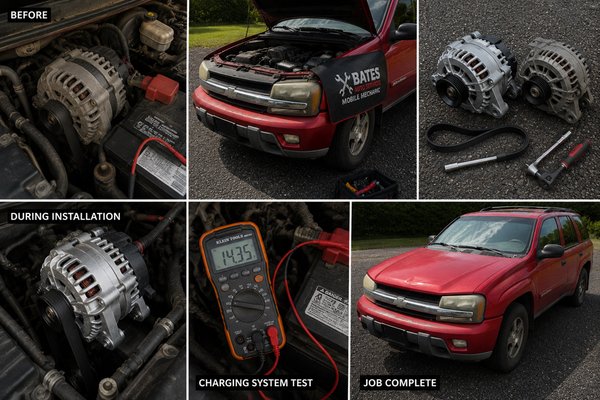 Alternator Replacement - Diagnosed a charging system failure, replaced the alternator, and verified proper charging voltage before returning the vehicle to service.