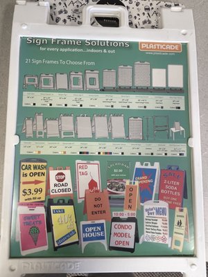 Sidewalk Signs - Plastic sidewalk signs are manufactured from rugged polyethylene in the traditional folding A-frame style. Their biggest advantage is they are virtually indestructible and hold up to tough exterior environments. Since they don't dent or splinter, they make excellent signage choices for parking lots, garages, valet services, and construction zones.