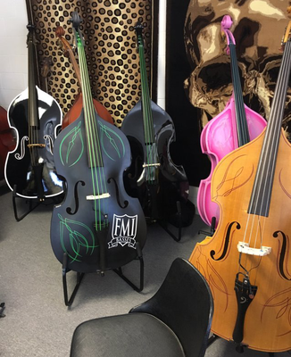 Custom Paint your Musical Instrument ! Express Yourself , MAKE a Statement, BE REMEMBERED ! - We paint basses and cellos or any musical instrument you want. We've painted hundreds of instruments already, and we make customers VERY HAPPY with their VISION REALIZED.
Tell us how you want your musical instrument to look, we'll communicate that to our Artists, and we'll make sure that it gets done as you envisioned. Some examples of paint jobs we've done are attached here in this YELP posting. Custom Paint your Musical Instrument ! Express Yourself , MAKE a Statement, BE REMEMBERED ! - We paint basses and cellos or any musical instrument you want. We've painted hundreds of instruments already, and we make customers VERY HAPPY with their VISION REALIZED.
Tell us how you want your musical instrument to look, we'll communicate that to our Artists, and we'll make sure that it gets done as you envisioned. Some examples of paint jobs we've done are attached here in this YELP posting.