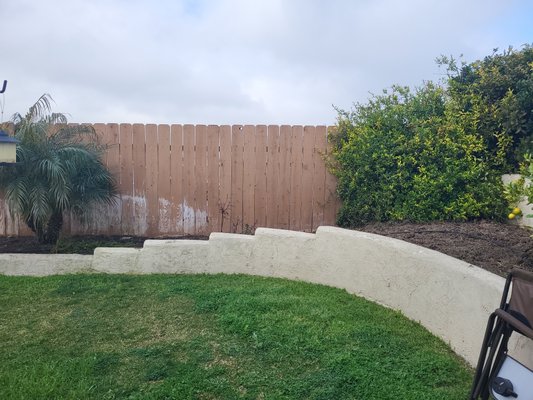 Back yard fence and stucco wall repairs and painting. - The customer wanted to make repairs and paint wood fences. Also, repairs to stucco wall and paint. also some pressure washing. Back yard fence and stucco wall repairs and painting. - The customer wanted to make repairs and paint wood fences. Also, repairs to stucco wall and paint. also some pressure washing.