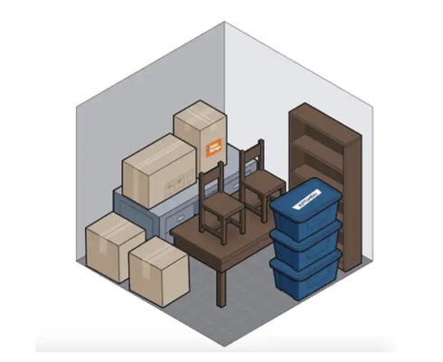 10 x 10 units - 10′ x 10′ storage units are about half the size of a one-vehicle garage and can accommodate the contents of approximately three average-sized rooms or two large bedrooms. These units are 10 feet wide by 10 feet long, measuring out to 100 square feet, and providing you with 800 cubic feet of packing space. 10 x 10 units - 10′ x 10′ storage units are about half the size of a one-vehicle garage and can accommodate the contents of approximately three average-sized rooms or two large bedrooms. These units are 10 feet wide by 10 feet long, measuring out to 100 square feet, and providing you with 800 cubic feet of packing space.