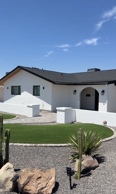 Scottsdale roof and exterior (stucco, paint..) - We undertook a comprehensive roof and exterior renovation on a house originally built in the 1960s, resulting in a fresh and updated look. The project began with completely redoing the roof, ensuring both durability and a clean, modern appearance. We applied stucco to the exterior walls to give the home a smooth, contemporary finish, followed by a full repaint in a refreshed color scheme to enhance curb appeal. To complete the transformation, we installed new pavers, which elevated the entryway and outdoor spaces, creating a cohesive and polished exterior. The overall result is a home that now feels modern, stylish, and welcoming. Scottsdale roof and exterior (stucco, paint..) - We undertook a comprehensive roof and exterior renovation on a house originally built in the 1960s, resulting in a fresh and updated look. The project began with completely redoing the roof, ensuring both durability and a clean, modern appearance. We applied stucco to the exterior walls to give the home a smooth, contemporary finish, followed by a full repaint in a refreshed color scheme to enhance curb appeal. To complete the transformation, we installed new pavers, which elevated the entryway and outdoor spaces, creating a cohesive and polished exterior. The overall result is a home that now feels modern, stylish, and welcoming.