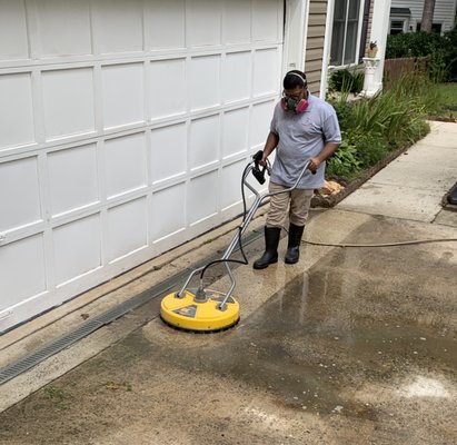 Surface cleaning - We recently completed a house wash for this property and got a call back to come take care of the driveway. Most customers don’t really think to clean their driveway but it makes a world of a difference! Surface cleaning - We recently completed a house wash for this property and got a call back to come take care of the driveway. Most customers don’t really think to clean their driveway but it makes a world of a difference!