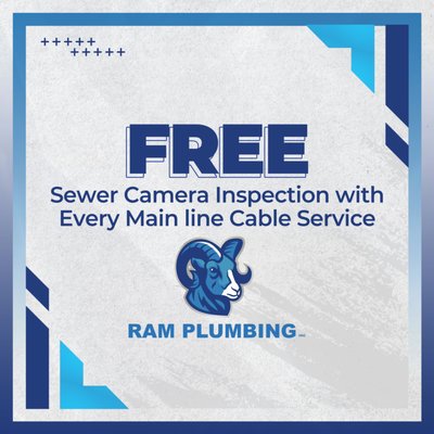 FREE Sewer Camera Inspection with Every Main Line Cable Service - FREE Sewer Camera Inspection with Every Main Line Cable Service FREE Sewer Camera Inspection with Every Main Line Cable Service - FREE Sewer Camera Inspection with Every Main Line Cable Service