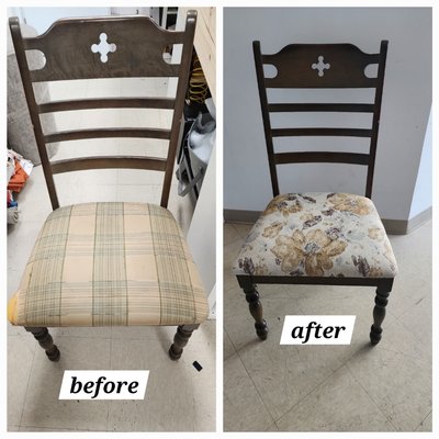 kitchen chair - New 2" foam+ New fabric = New look kitchen chair - New 2" foam+ New fabric = New look