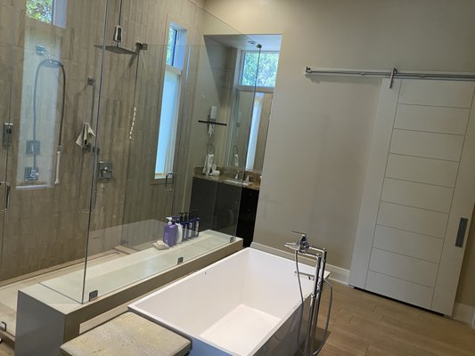 Customer home cleaning - Full Clean up .
2 story house  dust removal 
Al showers deep clean