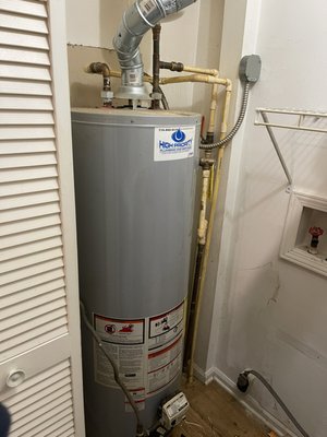 Water heater replacement - Water heater replacement project.
40 gallon gas unit, standard.
We were on site for 2 hours, we have done thousands of these and we work very efficiently.
This job is $1400 if we provide the water heater.
Or we charge $600 for installation only if you wish to purchase your own heater. Install only price includes all pipe and fittings, thermal expansion tank and disposal of old tank. Water heater replacement - Water heater replacement project.
40 gallon gas unit, standard.
We were on site for 2 hours, we have done thousands of these and we work very efficiently.
This job is $1400 if we provide the water heater.
Or we charge $600 for installation only if you wish to purchase your own heater. Install only price includes all pipe and fittings, thermal expansion tank and disposal of old tank.