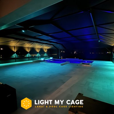 Multiple Lania Lighting Install - We had the pleasure of installing multiple outdoor lanai pool cage lights that resulted in this amazing before and after transformation showing clients how our lighting solutions make all the difference.