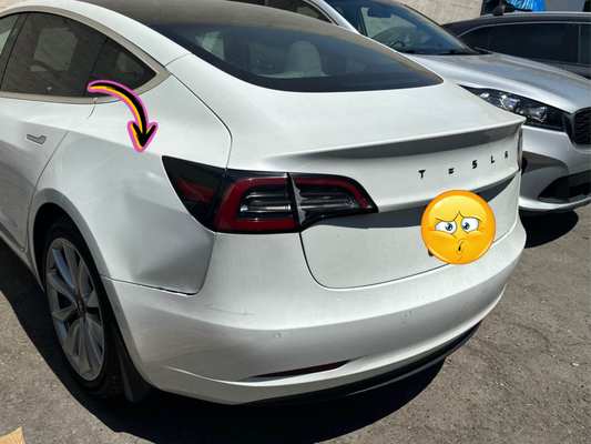 Tesla Model 3 '18 - Customer got rear ended on the side and what is deceptively a small hit reverberated into the rear body panel. We were able to help this customer get his smile back and his car back on the road. This job was done through the insurance of the "at-fault" party. We work with all insurance companies so it was a smooth process. Tesla Model 3 '18 - Customer got rear ended on the side and what is deceptively a small hit reverberated into the rear body panel. We were able to help this customer get his smile back and his car back on the road. This job was done through the insurance of the "at-fault" party. We work with all insurance companies so it was a smooth process.