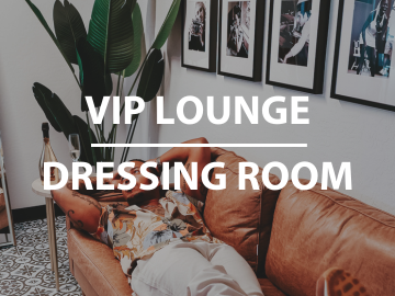 VIP / Lounge Room Add-On - Step into the lap of luxury with our exclusive VIP lounge dressing room, a well-appointed sanctuary that complements The Bryte Studio's premium film production services. This exquisite space, filled with modern conveniences and creature comforts, has been thoughtfully designed to cater to your every need during the preparation stage of your project.

Boasting two professional makeup stations, the lounge is designed to accommodate artists and stylists simultaneously, allowing for efficient preparation times. The makeup stations are equipped with top-of-the-line amenities including bright, adjustable lighting, spacious countertops, and comfortable chairs that ensure you or your talent look their best when it's time for 'lights, camera, action.'

The dressing room also features a comfortable couch, the perfect spot for relaxation or reflection before stepping in front of the camera. In between takes, you can lounge comfortably, take a breather, or run through your lines one last time in this private and peaceful enclave.

Every detail in this exclusive space is conceived with the needs of our clients in mind. The room is outfitted with large mirrors that offer comprehensive views, allowing for quick wardrobe checks and makeup touch-ups. You will also find a high-quality clothes steamer available, providing a quick and efficient way to keep your outfits looking fresh, wrinkle-free, and camera-ready.

Moreover, a well-equipped kitchenette is situated within the lounge. Whether you want to prepare a quick snack, enjoy a cup of coffee, or keep your drinks chilled, the kitchenette comes complete with a microwave, refrigerator, coffee maker, and other essential appliances.

In addition, the VIP lounge dressing room is outfitted with a state-of-the-art TV. Whether you use it to watch playback from your shoots, catch up on the news, or just unwind with your favorite shows, the presence of this modern amenity adds a layer of comfort and convenience to your experience.

And it's not just about these highlighted amenities. The VIP lounge dressing room is teeming with 'more.' Everything from the high-speed WiFi, ample power outlets for charging devices, and luxurious décor that radiates sophistication, to the impeccable service from our staff, is designed to create a stress-free, comfortable, and conducive environment for creativity to thrive.

Beyond functionality and comfort, our VIP lounge dressing room ensures privacy. This is a space where you can prepare, focus, and relax away from the hustle and bustle of the main production area. Our dressing room, like all of our facilities, is maintained with the utmost standards of cleanliness and hygiene, providing you a safe, healthy environment where you can concentrate on delivering your best performance.

In conclusion, the VIP lounge dressing room at The Bryte Agency isn't just a place for preparation – it's a place where luxury, comfort, and creativity intersect. It encapsulates our holistic approach towards production services, where every detail is meticulously planned and executed to ensure you have the best possible experience.

Immerse yourself in the Bryte Studio's experience. Let our VIP lounge dressing room be your cocoon of calm before stepping into the spotlight, a space where you can align your thoughts, perfect your appearance, and gear up to captivate your audience. Reach out to us today and take a step towards making your creative vision come to life.