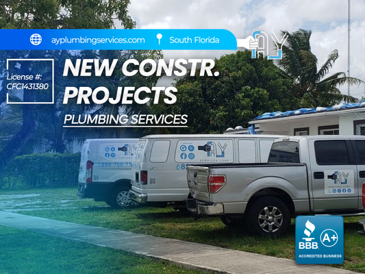 New Construction Plumbing Solutions - At A-Y Plumbing Services, we offer expert plumbing solutions for new construction projects, ensuring your building’s plumbing system is designed and installed to meet the highest standards. Whether it’s a residential or commercial property, our team works closely with contractors, architects, and builders to provide customized plumbing systems that fit your specific needs. From water supply lines and drain systems to gas lines and fixtures, we handle every aspect of the plumbing installation with precision and care.
Our skilled technicians use the latest tools and techniques to ensure your system is efficient, reliable, and code-compliant. We understand the importance of timely project completion, and we’re committed to providing prompt, professional service that supports the overall success of your new construction. New Construction Plumbing Solutions - At A-Y Plumbing Services, we offer expert plumbing solutions for new construction projects, ensuring your building’s plumbing system is designed and installed to meet the highest standards. Whether it’s a residential or commercial property, our team works closely with contractors, architects, and builders to provide customized plumbing systems that fit your specific needs. From water supply lines and drain systems to gas lines and fixtures, we handle every aspect of the plumbing installation with precision and care.
Our skilled technicians use the latest tools and techniques to ensure your system is efficient, reliable, and code-compliant. We understand the importance of timely project completion, and we’re committed to providing prompt, professional service that supports the overall success of your new construction.
