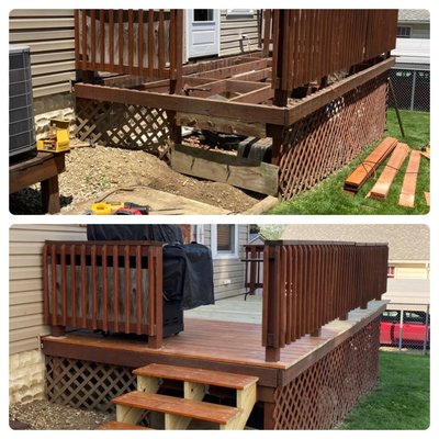 Deck Repair - Small deck repair and garage converted living area. Deck Repair - Small deck repair and garage converted living area.