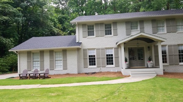 Mastershield Gutter Protection Project in Atlanta - Installed White Mastershield Gutter protection on this Orleans St home in Atlanta.  Cleaned and adjusted the gutters and downspouts. Added downspout tie-ins to ensure water acceptance from the upper level and to complete enclose the gutters system.
