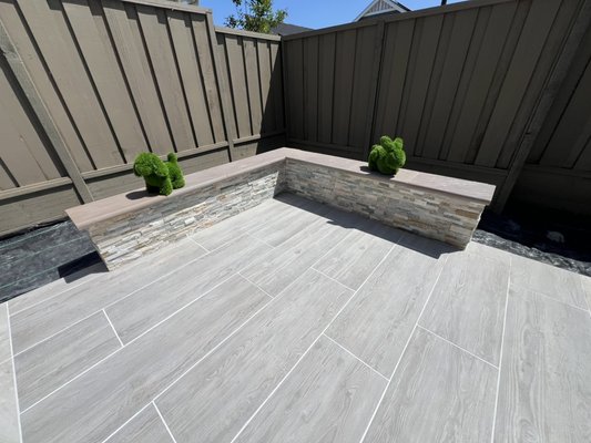 Porcelain paver patio - Porcelain paver tile set on a concrete slab