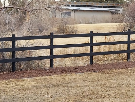 3 rail split rail fence state matte black - we stained this prior to installing it. The stain is called Woodcrest Matte Black by Sherwin Williams 3 rail split rail fence state matte black - we stained this prior to installing it. The stain is called Woodcrest Matte Black by Sherwin Williams