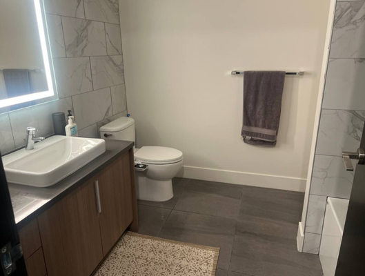 Bathroom Cleaning - Bathroom looks brand new after a deep clean.
Tile, grout, shower, toilet, and mirrors spotless.
Everything smells fresh and sanitized.
Professional work with great attention to detail.