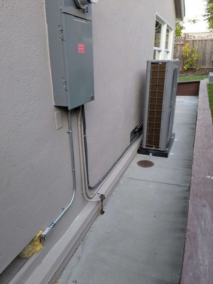 Heat pump + air duct system installation: San Mateo - The client had an old gas furnace connected to an asbestos-wrapped air duct system. The furnace was replaced with a 48,000 BTU ducted heat pump (air handler + a heat pump). Breathable coordinated asbestos removal with an abatement company for a reduced cost and completely redesigned the air duct system. The previous return was running through exposed wall cavities. So we sealed that area with sheet metal in order to improve air quality. Heat pump + air duct system installation: San Mateo - The client had an old gas furnace connected to an asbestos-wrapped air duct system. The furnace was replaced with a 48,000 BTU ducted heat pump (air handler + a heat pump). Breathable coordinated asbestos removal with an abatement company for a reduced cost and completely redesigned the air duct system. The previous return was running through exposed wall cavities. So we sealed that area with sheet metal in order to improve air quality.