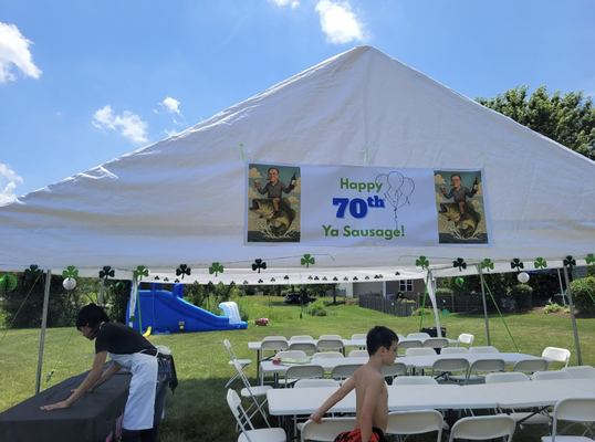 Previous Event - 70th Birthday! - Event Summary: We recently hosted a surprise 70th birthday celebration for Marilla's husband, creating a memorable experience for family and friends.
Client Testimonial:
"We love getting these posts from our friends who have become our customers! So glad we helped Marilla surprise her husband for his 70th birthday! Let us help you celebrate your family and take that off your plate! 😃"
Event Highlights
Client: Marilla
Occasion: 70th Birthday Surprise
Services Provided: 🎉 Planning 🎉 Venue Setup 🎉 Takedown
We take pride in making special occasions stress-free and unforgettable. Let us help you celebrate your next milestone! Previous Event - 70th Birthday! - Event Summary: We recently hosted a surprise 70th birthday celebration for Marilla's husband, creating a memorable experience for family and friends.
Client Testimonial:
"We love getting these posts from our friends who have become our customers! So glad we helped Marilla surprise her husband for his 70th birthday! Let us help you celebrate your family and take that off your plate! 😃"
Event Highlights
Client: Marilla
Occasion: 70th Birthday Surprise
Services Provided: 🎉 Planning 🎉 Venue Setup 🎉 Takedown
We take pride in making special occasions stress-free and unforgettable. Let us help you celebrate your next milestone!