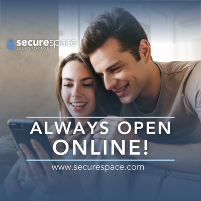 Always Open Online - We are always open online to ensure that SecureSpace Self Storage is accessible anytime, anywhere. No matter the time of day or night, you can manage your storage needs online with convenience and ease. Always Open Online - We are always open online to ensure that SecureSpace Self Storage is accessible anytime, anywhere. No matter the time of day or night, you can manage your storage needs online with convenience and ease.