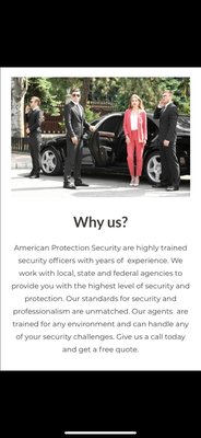  security details - Security guard services. Armed and Unarmed pulse Vehicle Patrol services. Clients satisfaction’s are our goals with American Protection Security.   security details - Security guard services. Armed and Unarmed pulse Vehicle Patrol services. Clients satisfaction’s are our goals with American Protection Security. 