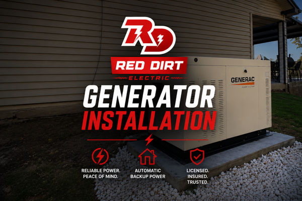 Generator Installation - Stay prepared for unexpected outages with professional generator installation from Red Dirt Electric. We install dependable standby and whole-home generator systems designed to provide automatic backup power when the grid goes down. From proper electrical connections and transfer equipment to safe, code-compliant installation, our team helps homeowners protect their comfort and essential systems. Proudly serving Paradise, Chico, Magalia, Oroville, and surrounding Butte County communities. Generator Installation - Stay prepared for unexpected outages with professional generator installation from Red Dirt Electric. We install dependable standby and whole-home generator systems designed to provide automatic backup power when the grid goes down. From proper electrical connections and transfer equipment to safe, code-compliant installation, our team helps homeowners protect their comfort and essential systems. Proudly serving Paradise, Chico, Magalia, Oroville, and surrounding Butte County communities.
