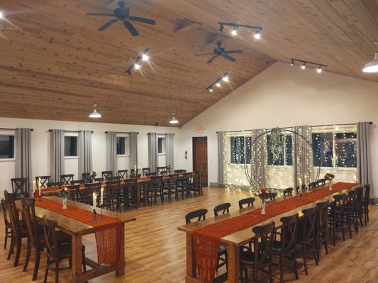 Banquet Hall Events 🍽️ 🎤 - Step into our stunning 1,500 square foot banquet hall—where rich wood tones, soaring ceilings, and an open, airy atmosphere set the perfect stage for your most memorable events.
We specialize in hosting:
🥂 Weddings & Receptions
🎂 Birthday Parties & Quinceañeras
👶 Baby & Bridal Showers
🎄 Holiday & Cultural Celebrations
💼 Corporate Meetings & Organization Events
🕊️ Memorial Services
Our venue team works with you every step of the way to ensure your event is executed flawlessly—from setup to breakdown.
✅ 1,500 sq ft of elegant event space
✅ Warm, intimate atmosphere with high-end finishes
✅ Indoor/outdoor combo packages available
✅ Customizable layouts for any event size
✅ Full-service event coordination available
✅ Conveniently located and easily accessible
Popular dates fill up fast—especially weekends! Banquet Hall Events 🍽️ 🎤 - Step into our stunning 1,500 square foot banquet hall—where rich wood tones, soaring ceilings, and an open, airy atmosphere set the perfect stage for your most memorable events.
We specialize in hosting:
🥂 Weddings & Receptions
🎂 Birthday Parties & Quinceañeras
👶 Baby & Bridal Showers
🎄 Holiday & Cultural Celebrations
💼 Corporate Meetings & Organization Events
🕊️ Memorial Services
Our venue team works with you every step of the way to ensure your event is executed flawlessly—from setup to breakdown.
✅ 1,500 sq ft of elegant event space
✅ Warm, intimate atmosphere with high-end finishes
✅ Indoor/outdoor combo packages available
✅ Customizable layouts for any event size
✅ Full-service event coordination available
✅ Conveniently located and easily accessible
Popular dates fill up fast—especially weekends!