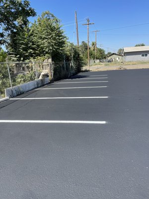 Pixley first Baptist church - Performed Asphalt Repair, Remove and replace, crackfilled, sealcoated and line striped