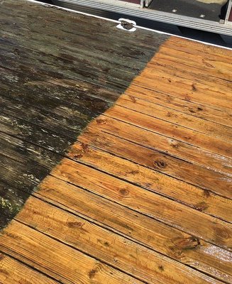 Deck Power Washing – Wood Restoration - Removed dirt, algae, and weather stains using pressure washing — restored the wood’s natural color and shine.