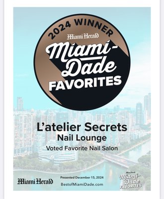 🏆 2024 Award-Winning Nail Salon – Voted Best by the Miami Herald! - Step into luxury at Miami’s premier nail salon—recognized as a 2024 Winner by the Miami Herald, presented by Miami-Dade. From flawless manicures to indulgent spa pedicures, we combine expert care with a relaxing atmosphere. Come see why our clients keep coming back and why Miami trusts us with their self-care.
