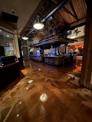 Restaurant / Bar remodel - Single Color Rustic Metallic floor with xylene effects Restaurant / Bar remodel - Single Color Rustic Metallic floor with xylene effects